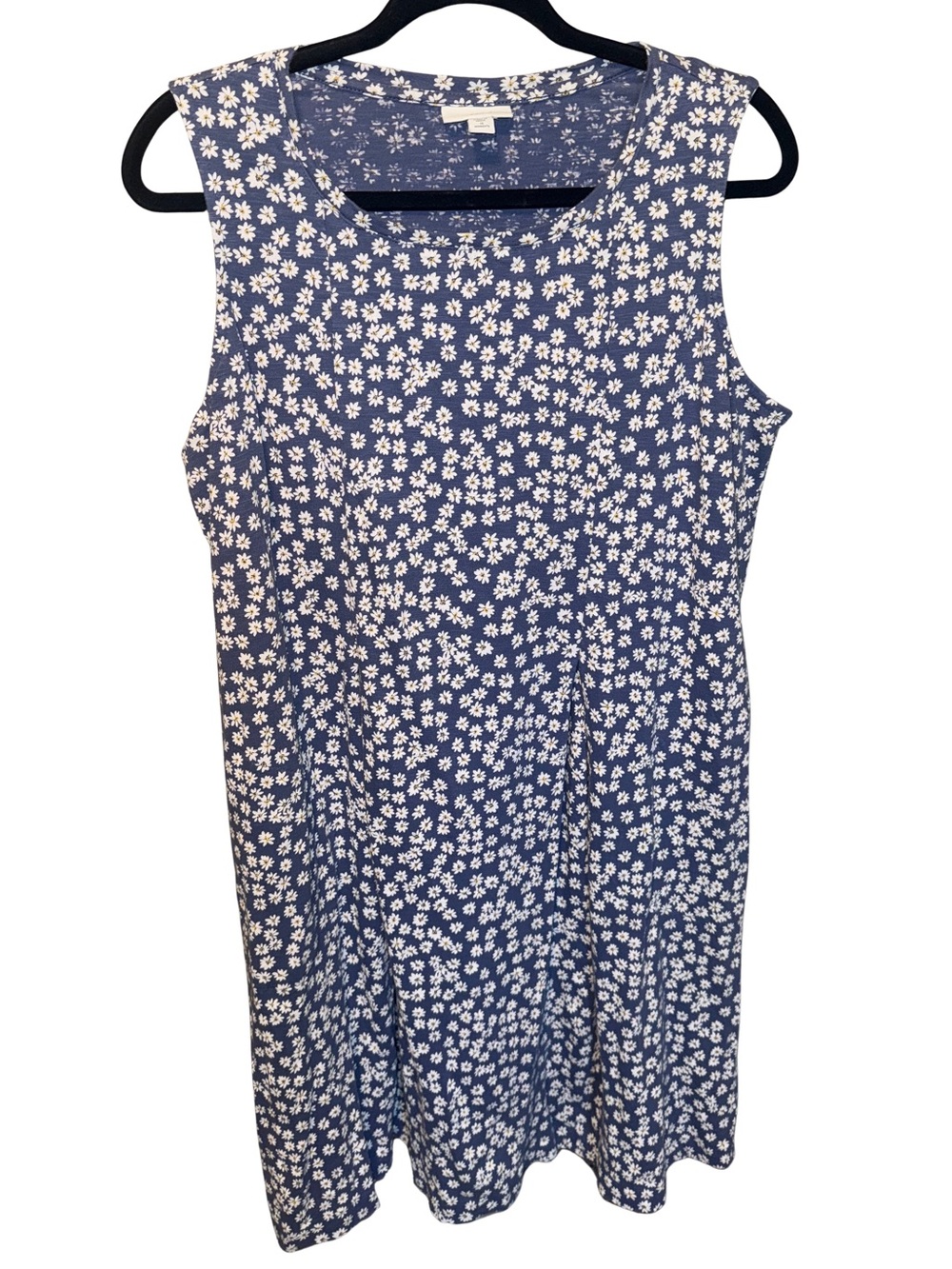 J. Jill 100% Cotton Blue and Daisy Print Sleeveless Midi Dress Breezy Size 1X